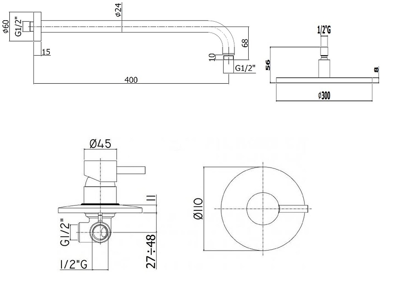 Душевой набор Paffoni Light KITLIG011NOKING черный матовый