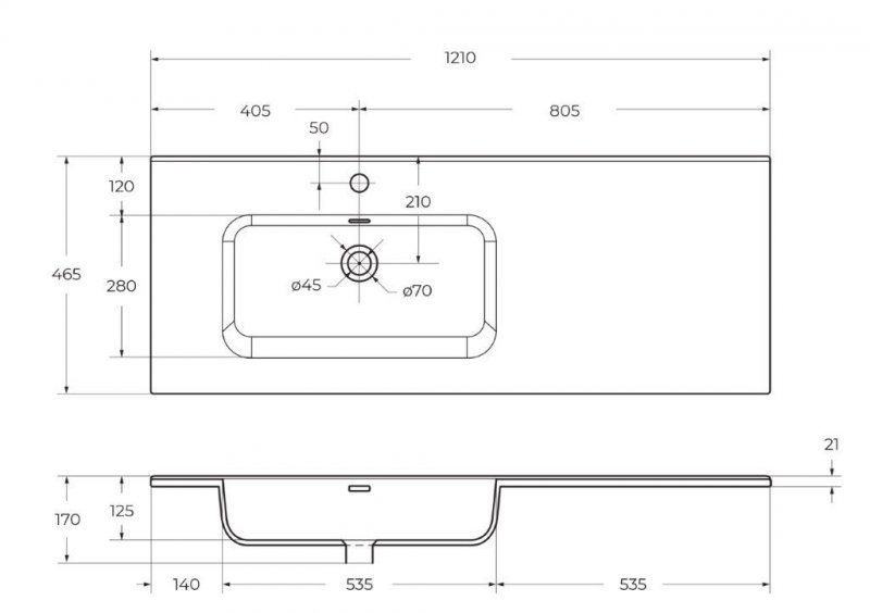 Раковина BelBagno 120 см BB1200ETL-L