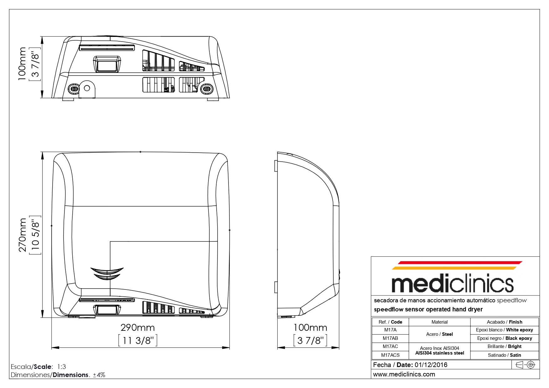 Сушилка для рук Mediclinics Speedflow M17A белый