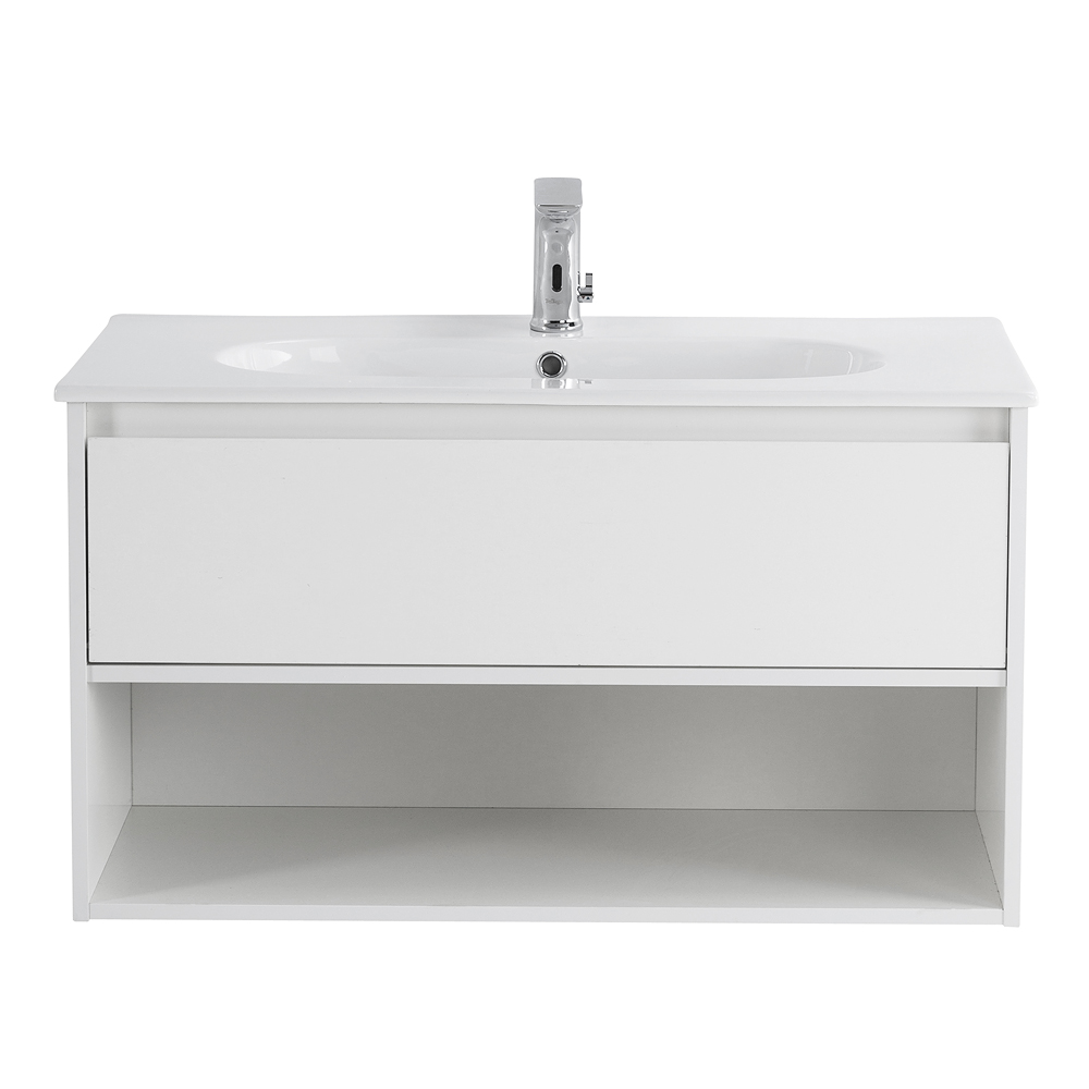 Тумба с раковиной BelBagno Kraft 100 см 1 ящик, полка Bianco Opaco