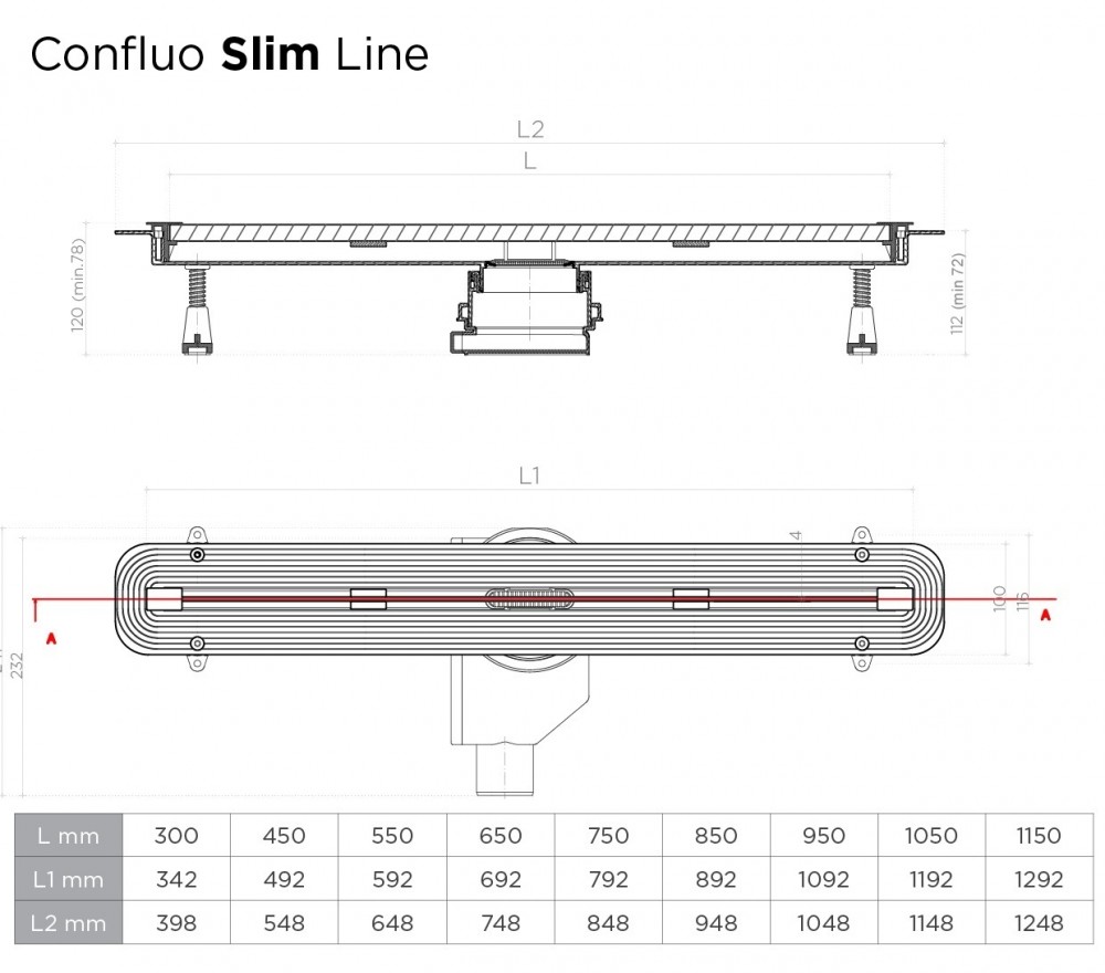 Душевой лоток Pestan Confluo Slim Line 450 хром матовый