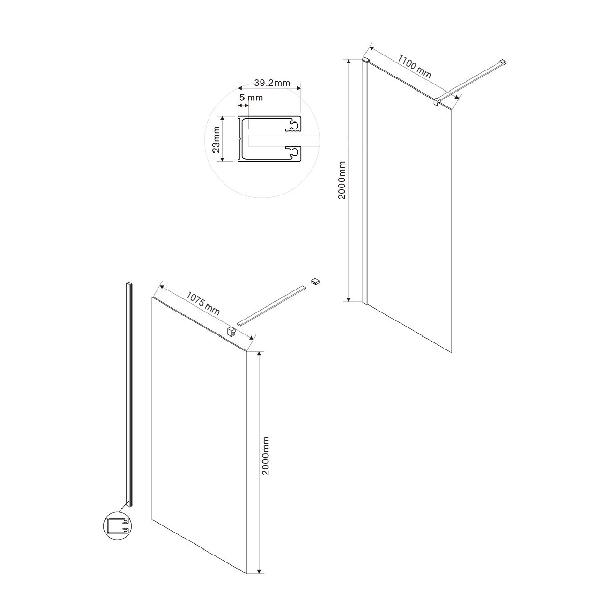 Душевая перегородка Vincea Walk-In VSW-1H110CGB 110x200 черный, тонированное