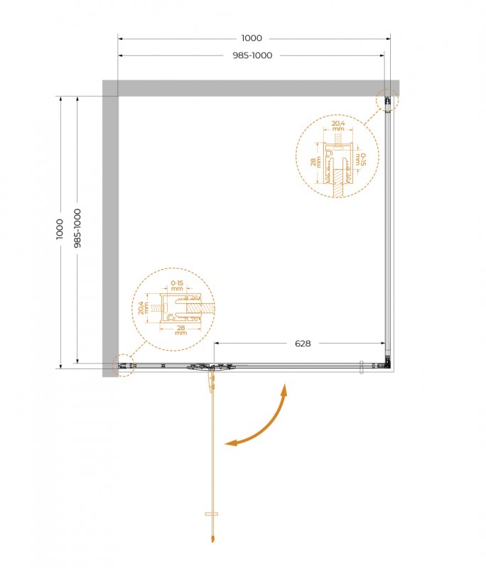 Душевой уголок Cezares Liner 100x100 прозрачный, хром LINER-A-1-100-C-Cr-L