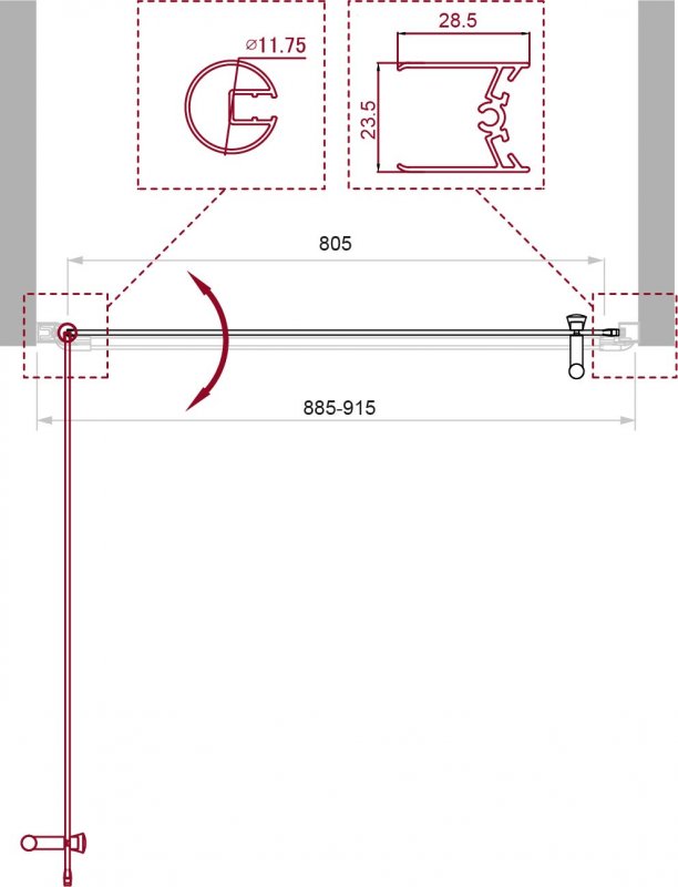 Душевая дверь BelBagno Uno 90x190 UNO-B-1-90-C-Cr прозрачная