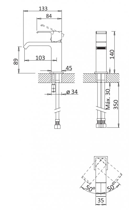 Смеситель для раковины Cezares PORTA-LS1-SS Sunset