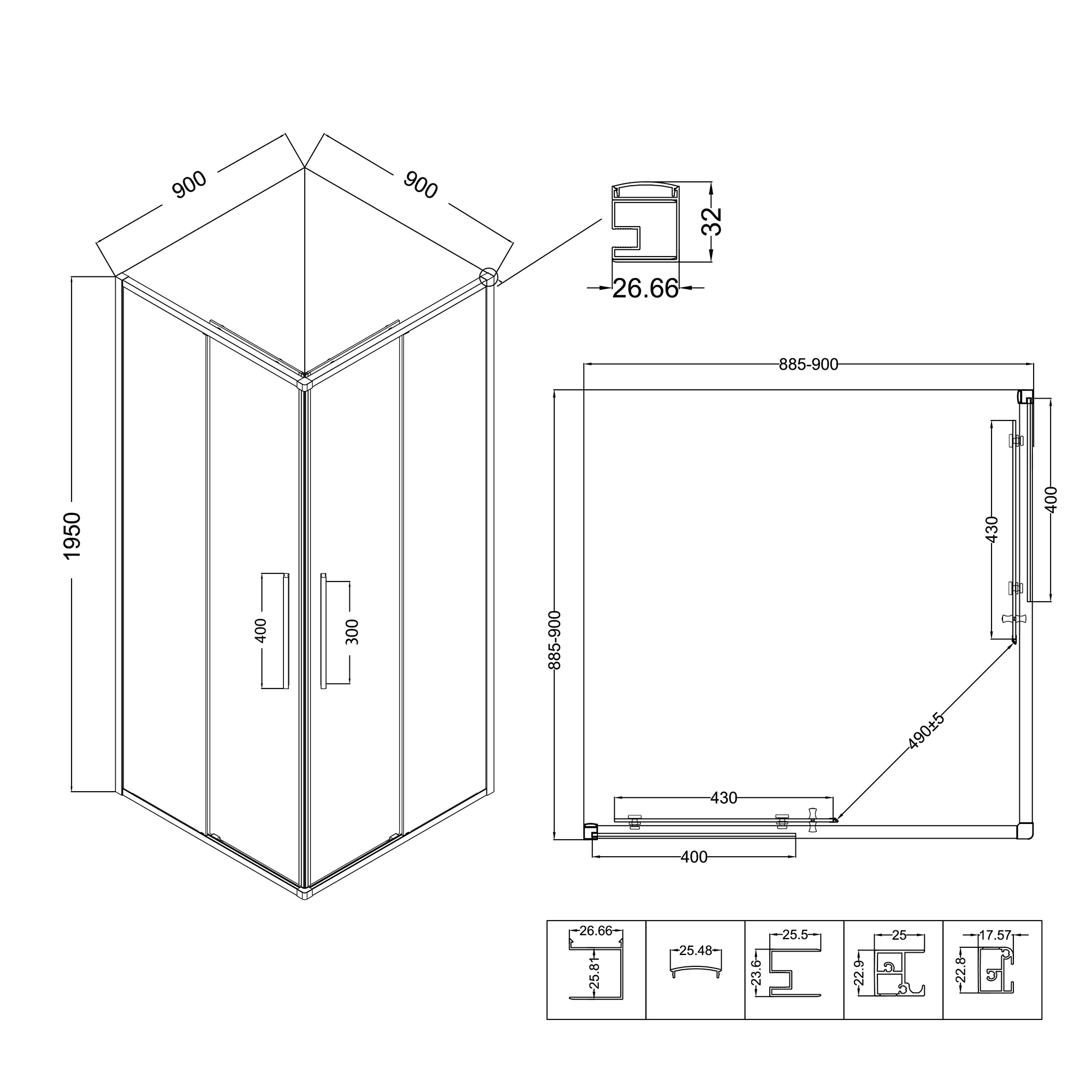 Душевой уголок Niagara Nova NG-2823-34BLACK 90x90 тонированный, черный