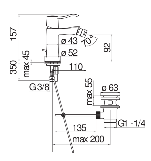 Смеситель для биде Nobili Sofi SI98119/1BR Ancient bronze