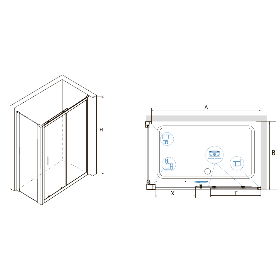 Душевой уголок RGW Classic CL-48 (CL-14 + Z-050-1) 100x80 прозрачное, хром