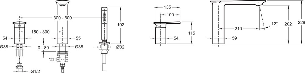 Смеситель на борт ванны Jacob Delafon Stance E14774-CP