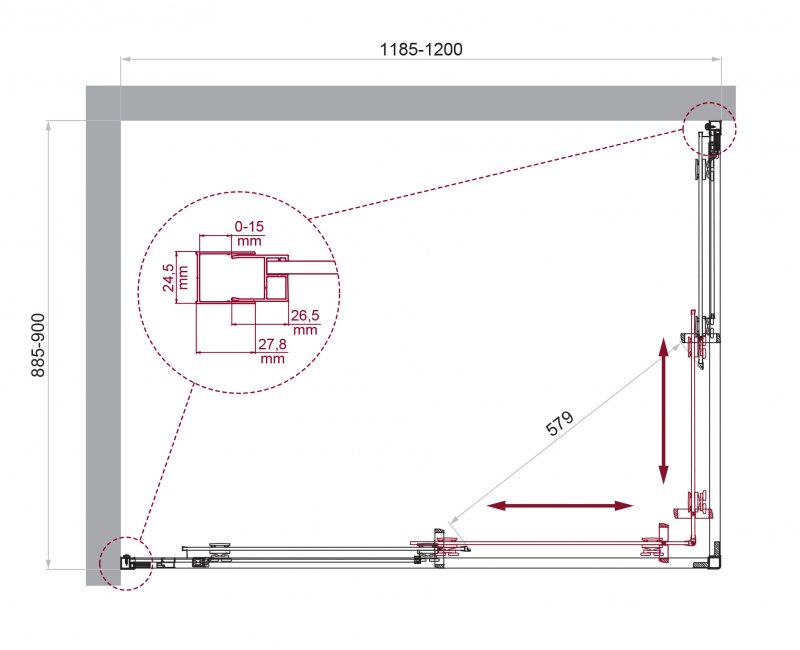 Душевой уголок BelBagno LUCE-AH-2-120/90-C-Cr 120x90 прозрачный, хром