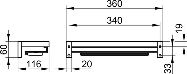 Полка Keuco Edition 90 Square 19159010000 со встроенным стеклоочистителем, хром