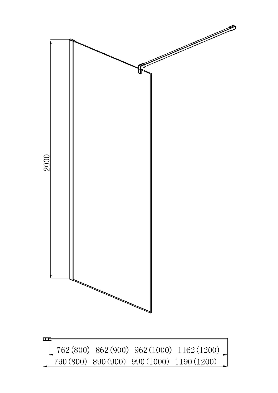 Душевая перегородка Aquatek AQ WIW 10020CH 100x200 прозрачная, хром