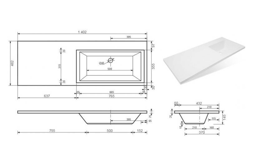 Раковина Style Line Даллас 140 см правая СС-00002215