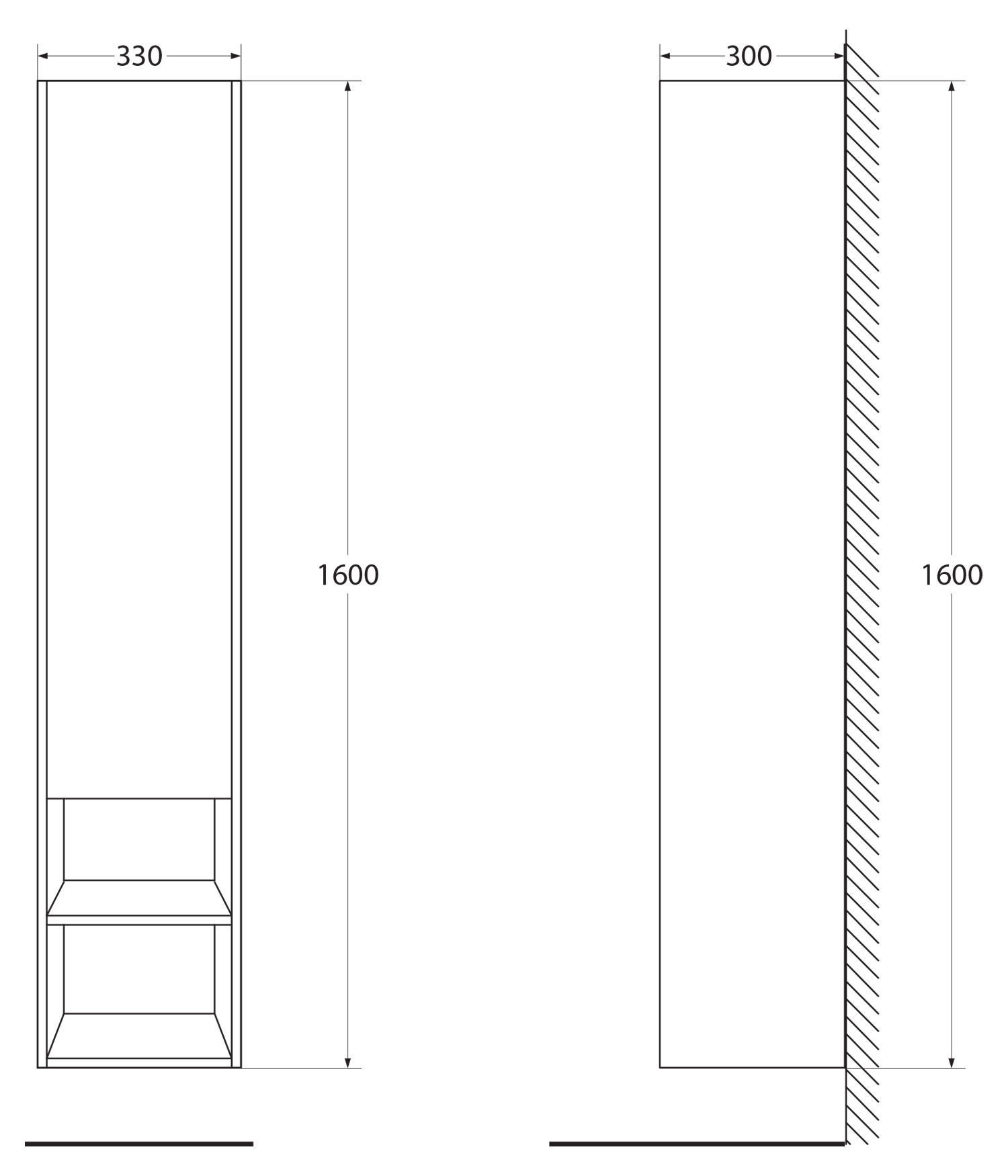 Шкаф пенал BelBagno Kraft 33 см R с одной дверцей, Bianco Opaco, KRAFT-1600-1A-SC-BO-R