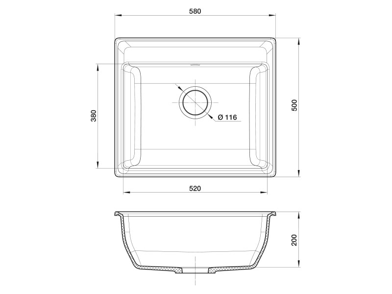 Кухонная мойка GranFest Vertex GF-V-580 58 см бежевый, мрамор