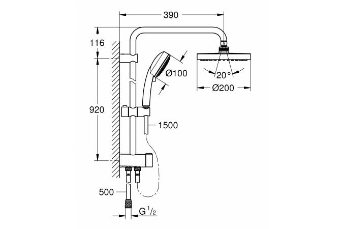 Душевая стойка Grohe Tempesta Cosmopolitan 200 26453001