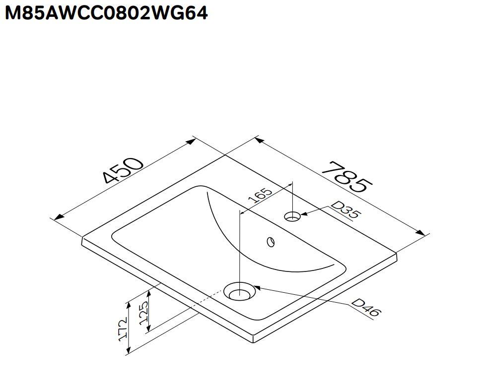 Раковина Am.Pm X-Joy 80 см M85AWCC0802WG64