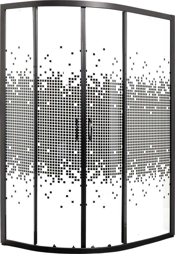 Душевой уголок Мономах ДУ 100/80/180 МЗ BL L/R 100x80 прозрачное с рисунком, черный, 10000008626