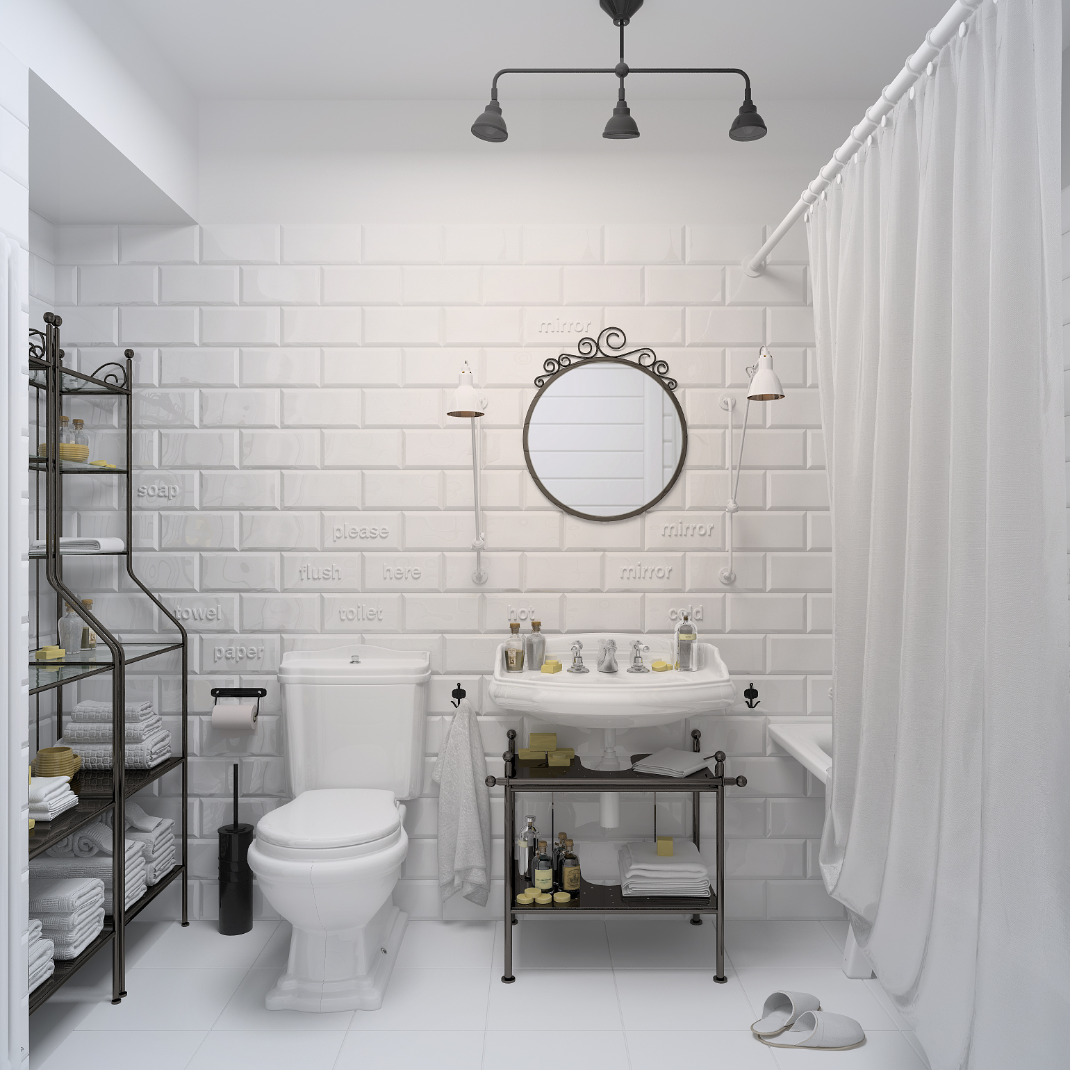 белая ванная комната в скандинавском стиле