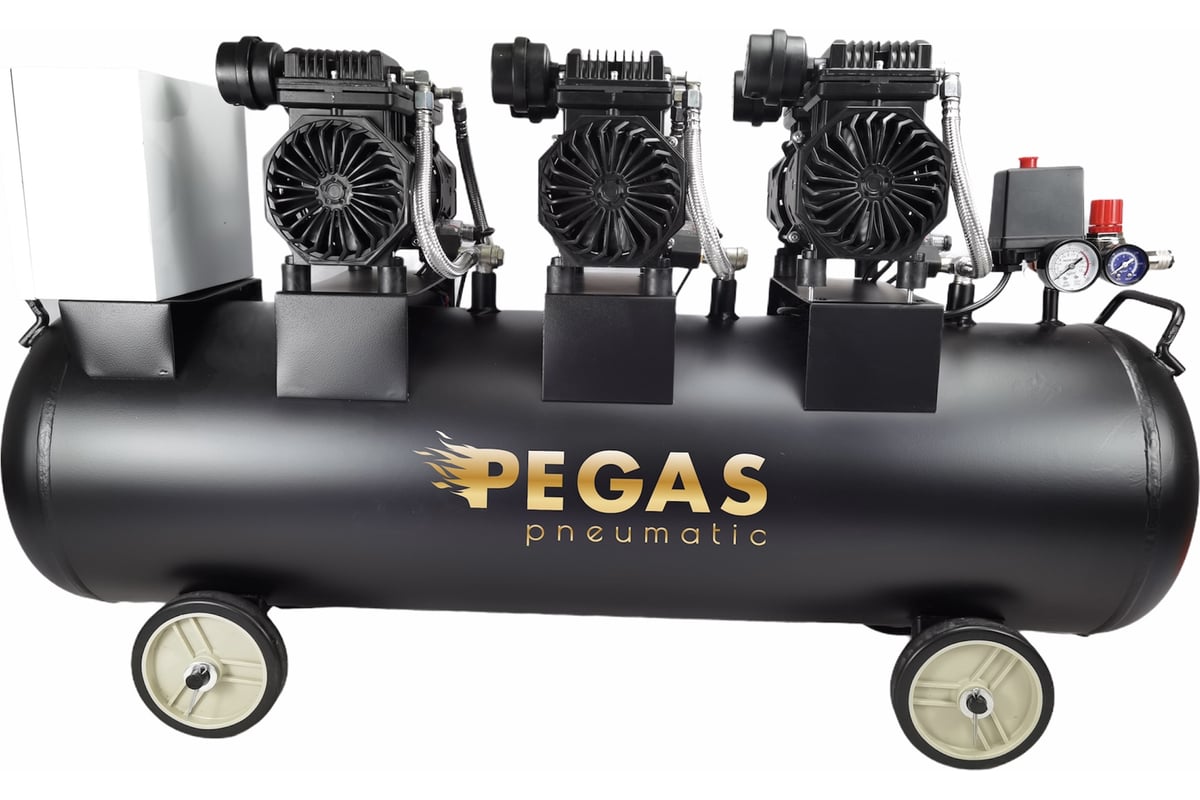 Малошумный компрессор Pegas Pneumatic PG-4200 120л, 460 л/мин, 4.2квт безмасляный 6623