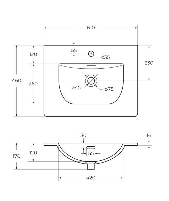 Раковина BelBagno 60 см BB-8099-60