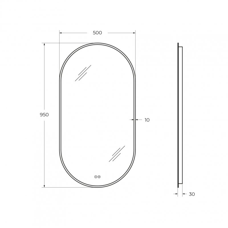 Зеркало Cezares Ellisse 50x95 см с подсветкой CZR-SPC-ELS-500-950-RGB-TCH