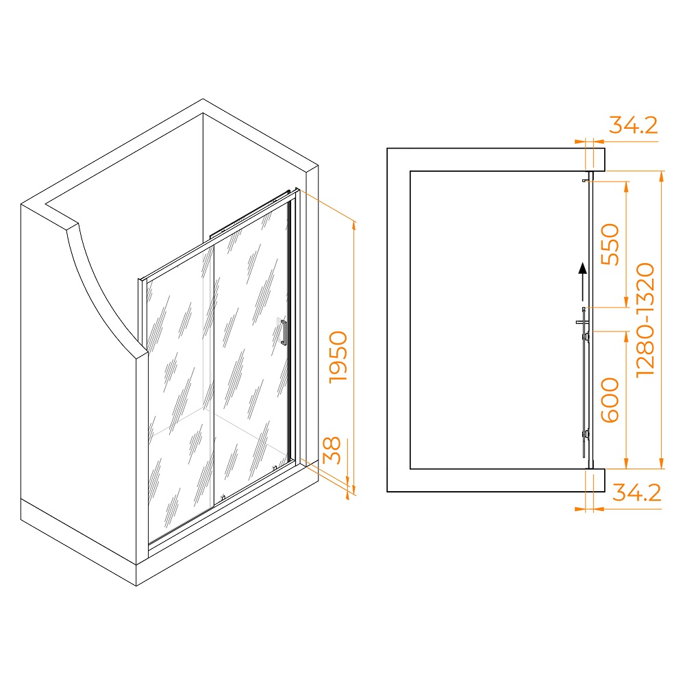 Душевая дверь RGW Passage PA-14Gb 130x195 прозрачное, брашированное золото 41081413-16