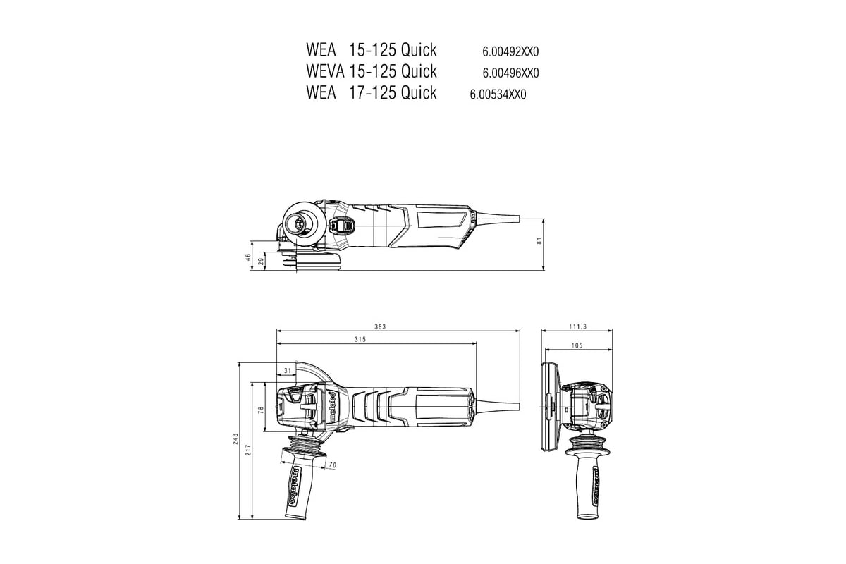 Угловая шлифмашина Metabo WE 17-125 Quick 600515000