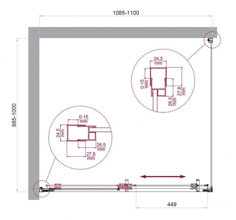 Душевой уголок BelBagno LUCE-AH-1-110/100-C-Cr 110x100 прозрачный, хром