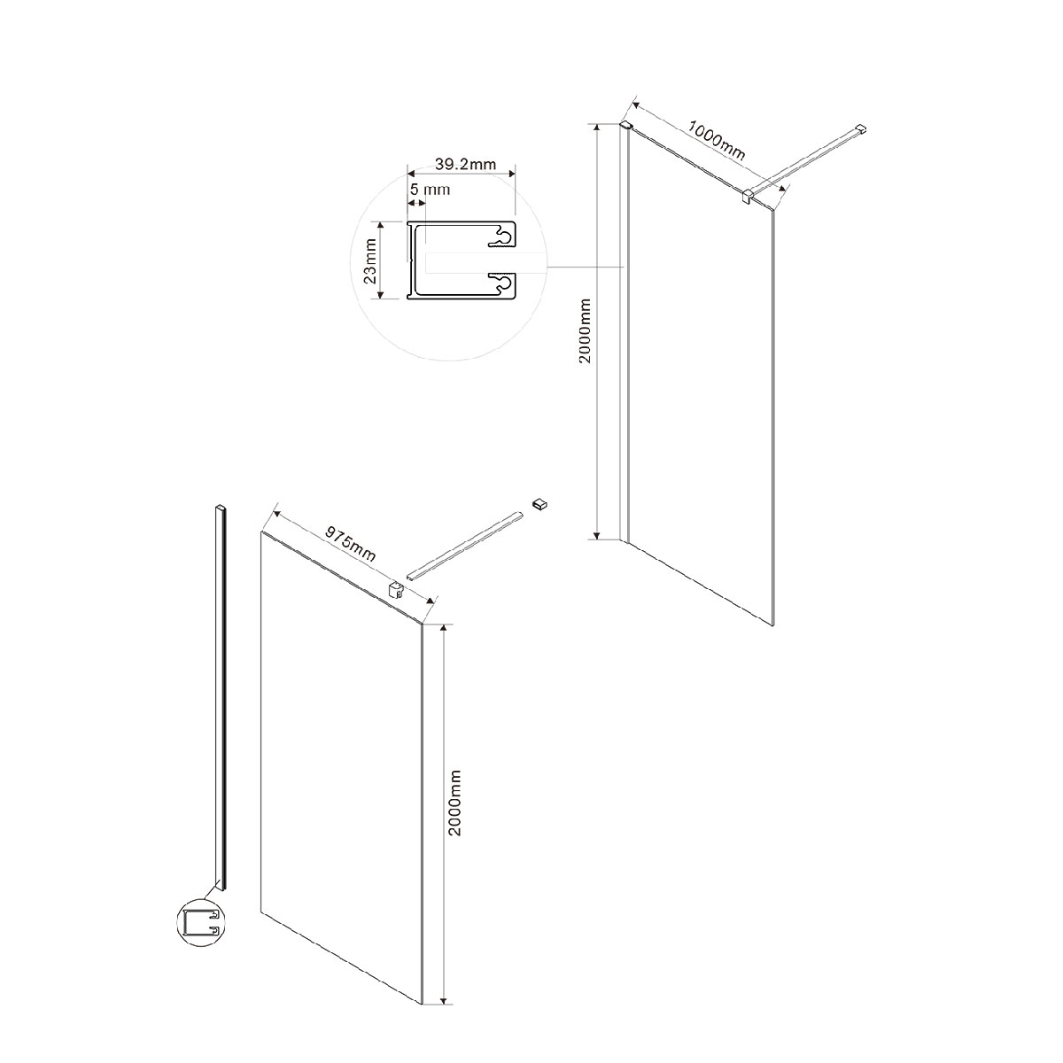 Душевая перегородка Vincea Walk-In VSW-1H100MRB 100x200 черный, зеркальное