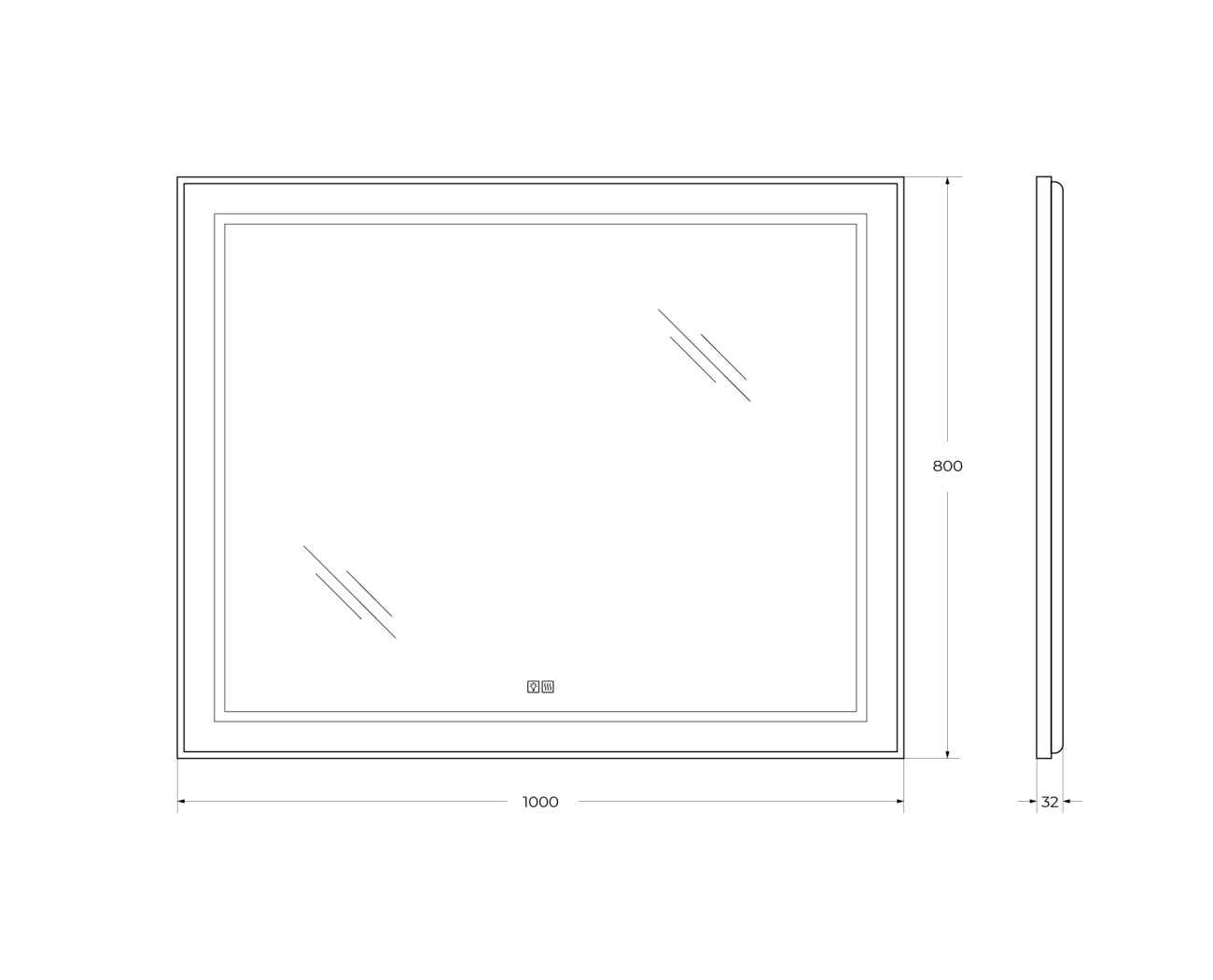 Зеркало BelBagno SPC-KRAFT-1000-800-LED-TCH-WARM 100x80 см антипар, сатин