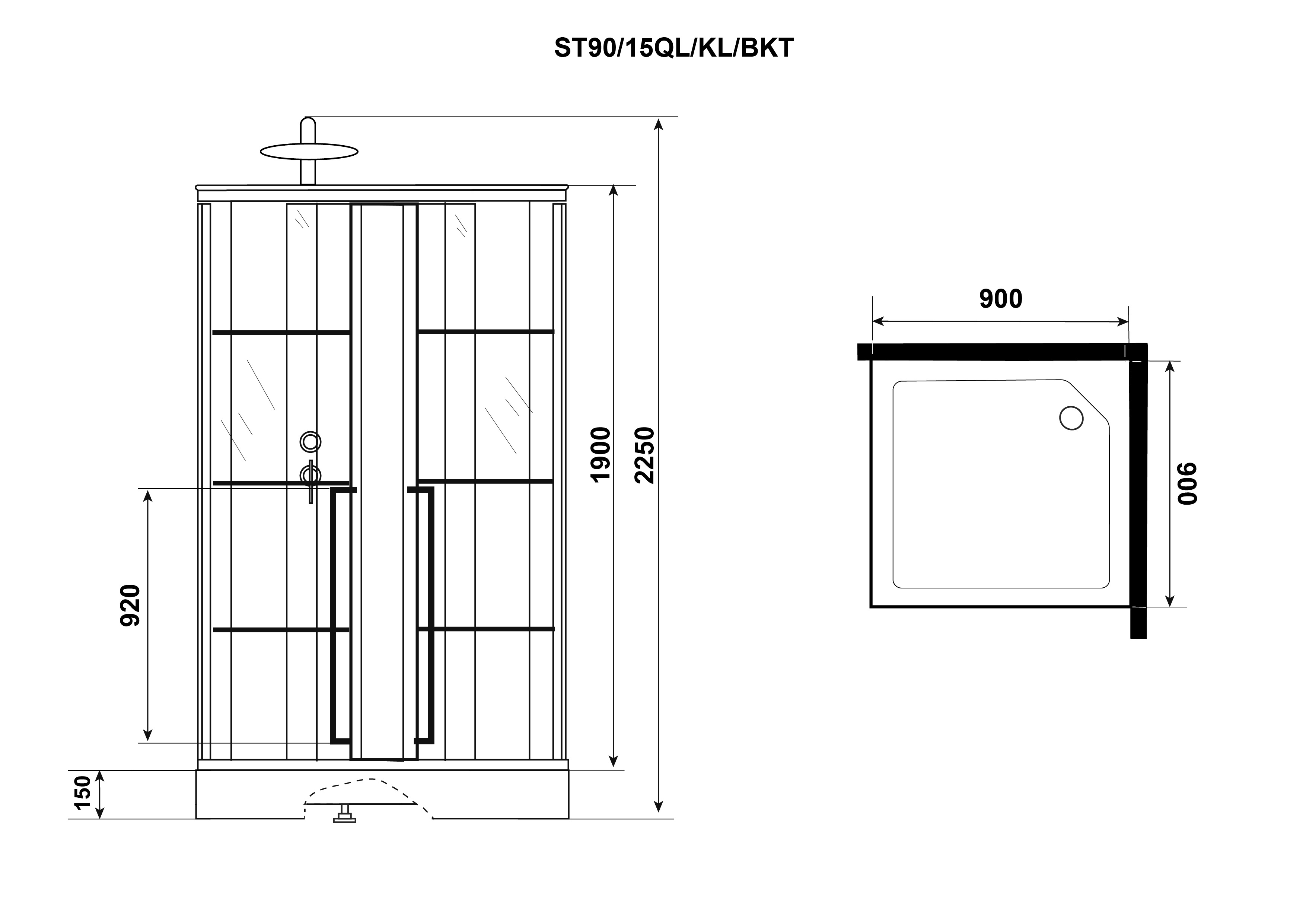 Душевая кабина Niagara Nova ST90/15QL/KL/BKT 90x90 стекло с принтом, без крыши