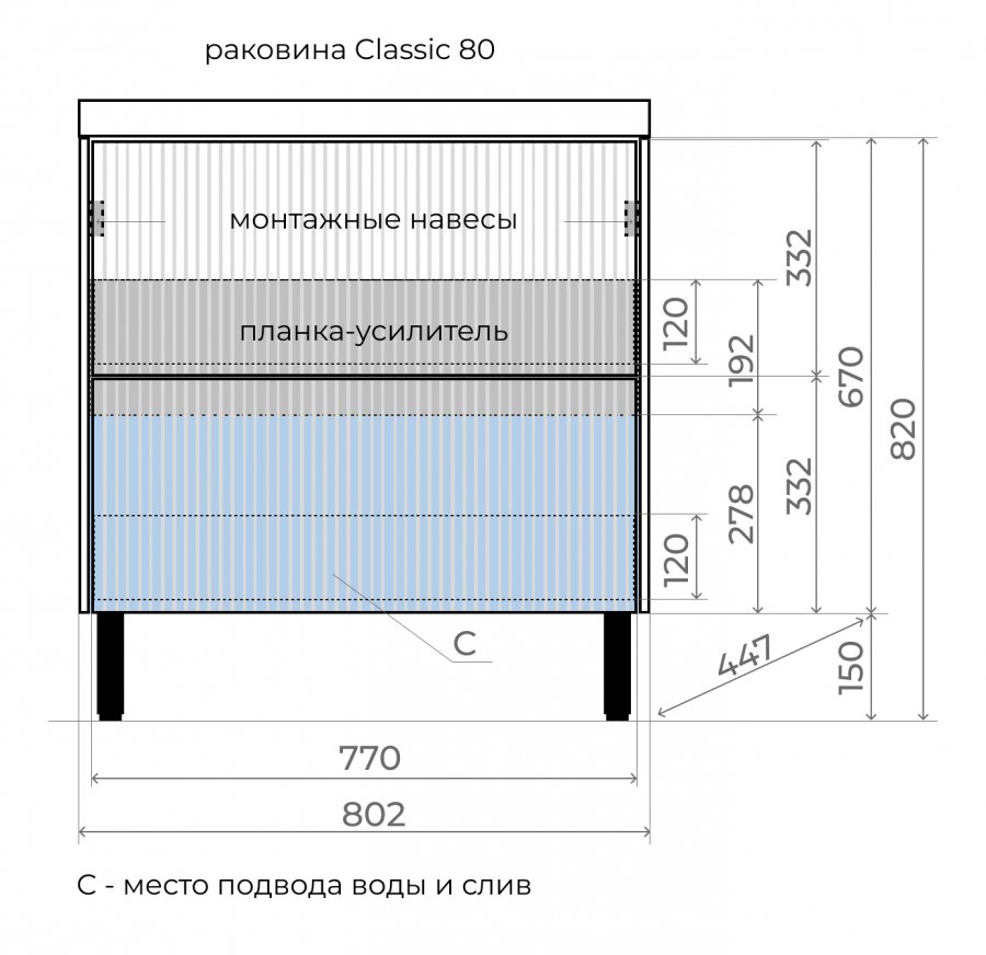 Мебель для ванной Style Line Стокгольм 80 см напольная белый софт