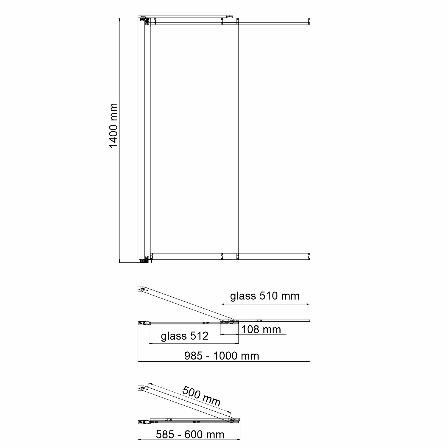 Шторка для ванны WasserKRAFT Main 41S02-100 100x140 см стекло WasserSchutz, с фиксатором