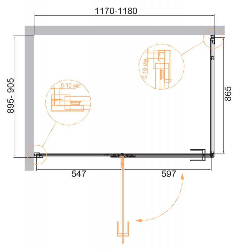 Душевой уголок Cezares Bellagio 120x90 BELLAGIO-AH-1-120/90-C-BORO прозрачный, брашированное золото