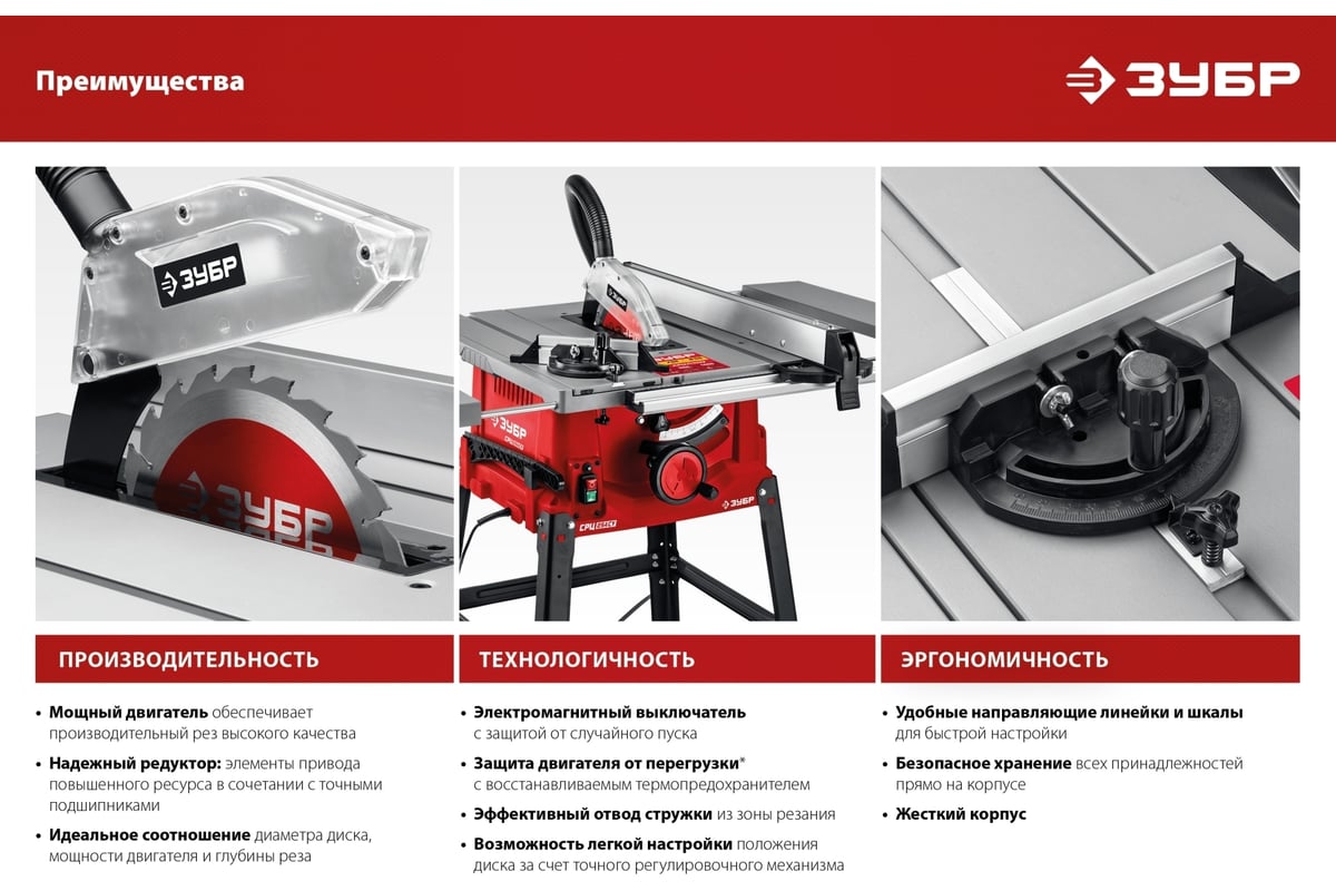 Настольный распиловочный станок Зубр 1900 Вт СРЦ-254