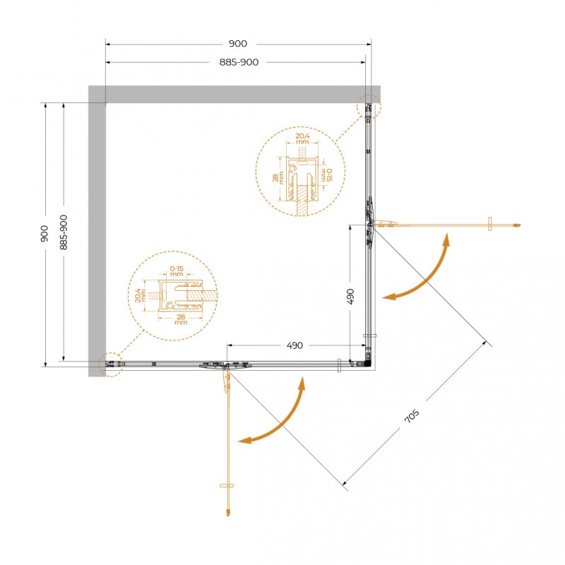 Душевой уголок Cezares Liner 90x90 прозрачный, черный матовый LINER-A-2-90-C-NERO