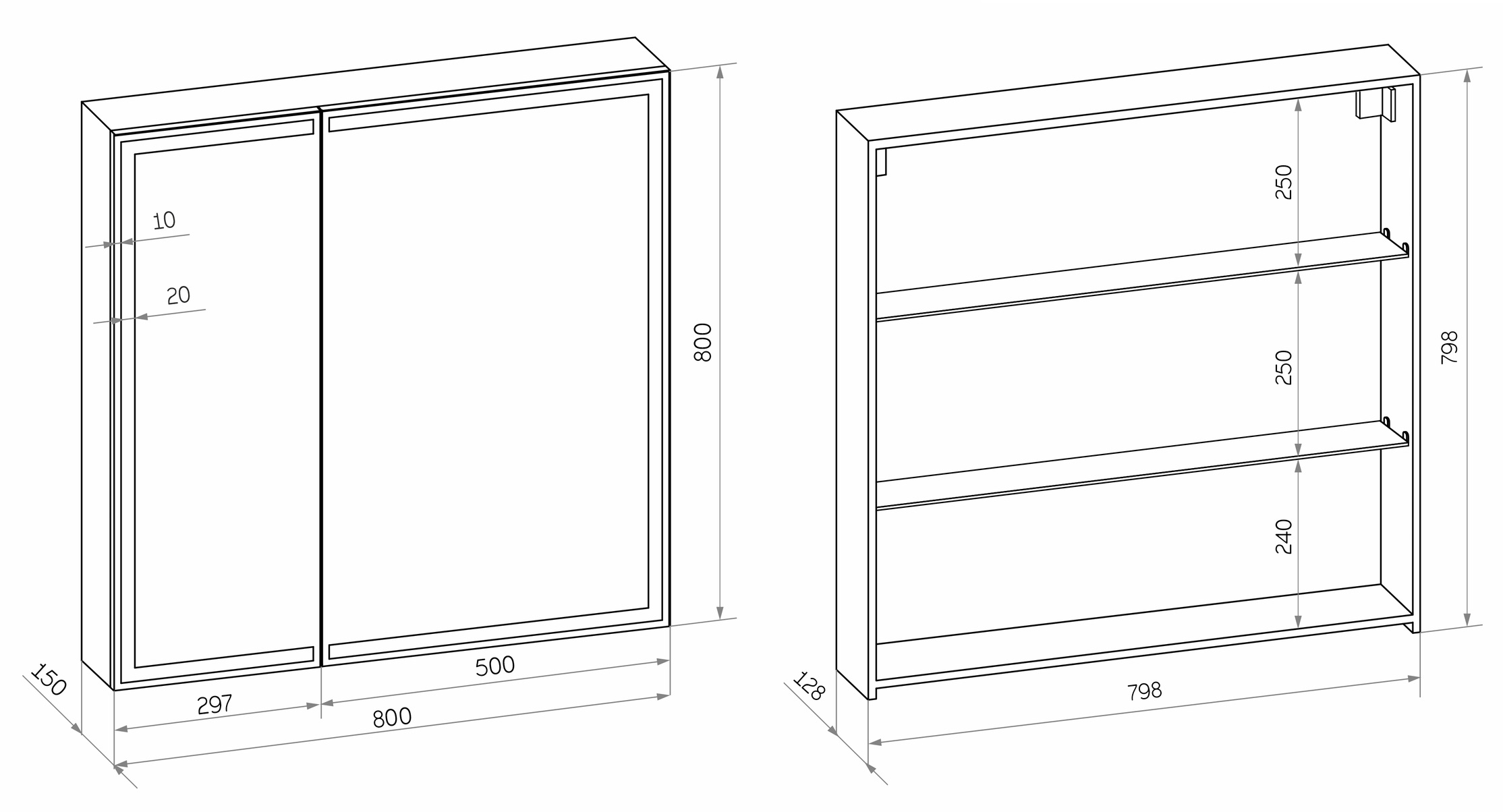 Зеркальный шкаф Континент Mirror Box LED 80x80 с подсветкой, МВК052