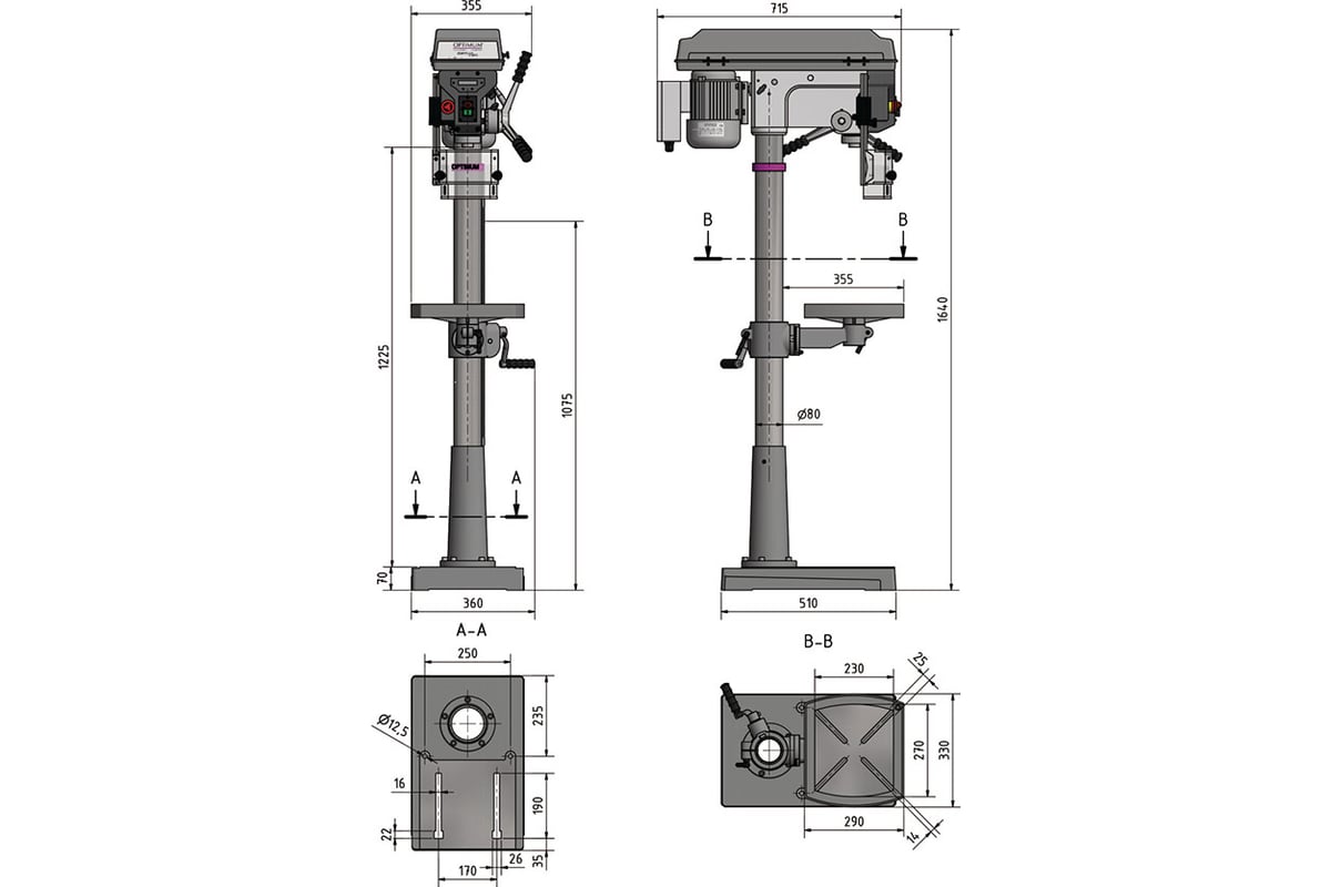 Настольный вертикально-сверлильный станок Optimum OPTIdrill D23Pro 3003015