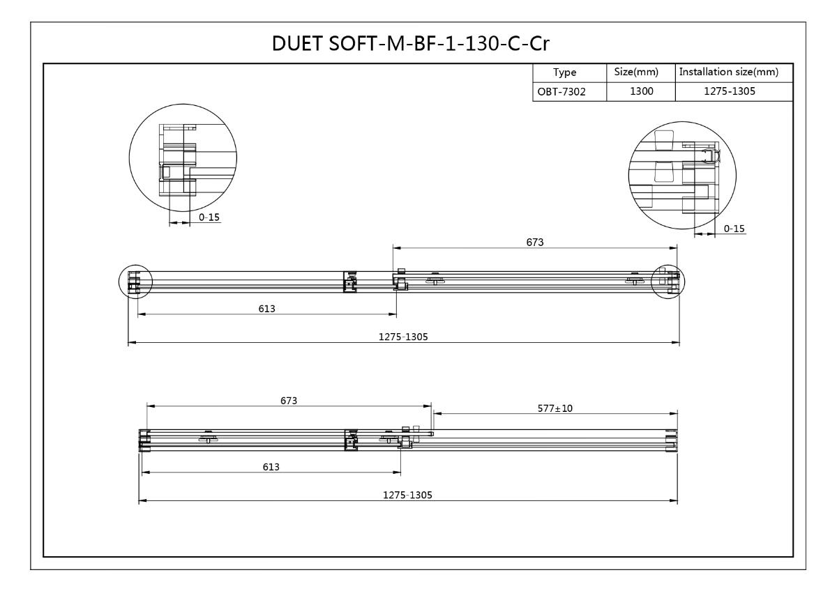 Душевая дверь Cezares DUET SOFT-M-BF-1-130-C-Cr 130x195 прозрачная, хром