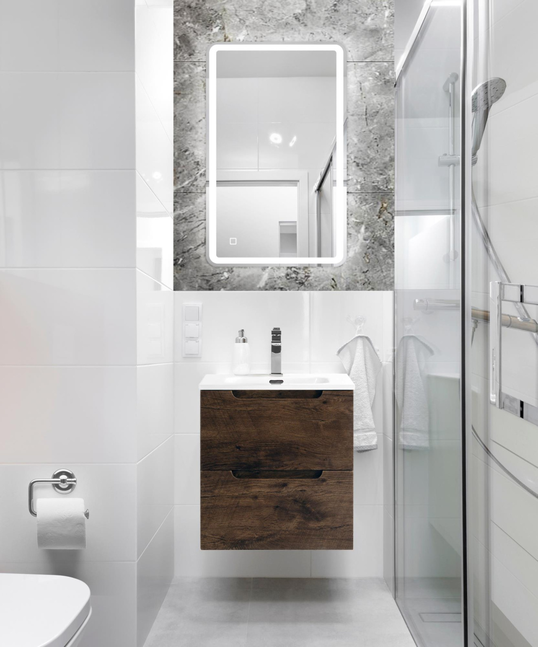 Тумба с раковиной BelBagno Etna 50 см, 2 ящика Rovere Moro