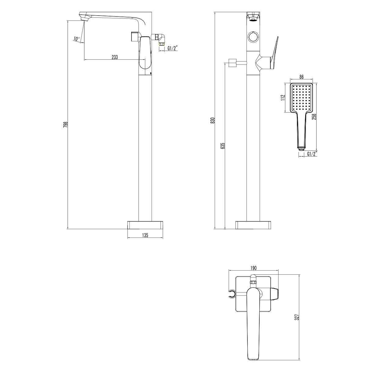 Напольный смеситель Lemark Bronx LM3744GM графит