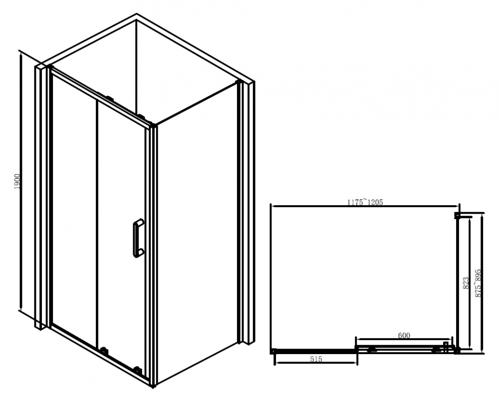 Душевой уголок Abber Schwarzer Diamant 120x90 прямоугольный, черный