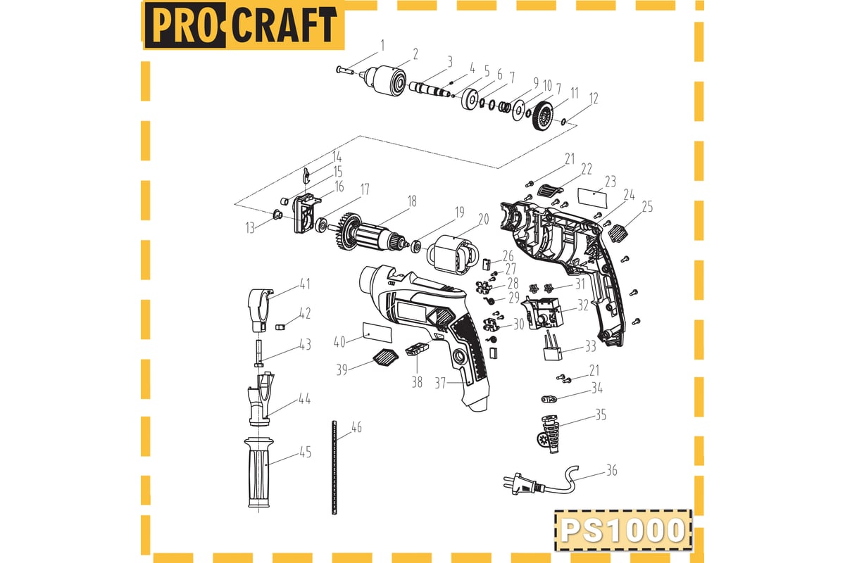 Дрель ударная PROCRAFT PS1000