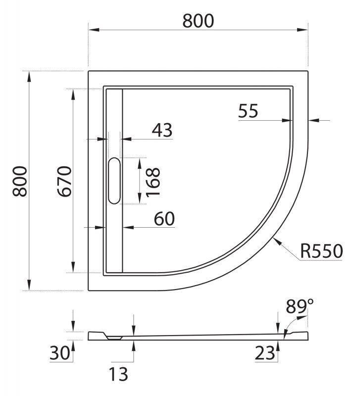 Поддон для душа Cezares TRAY-AS-R-80-30-W 80x80 из мрамора, белый