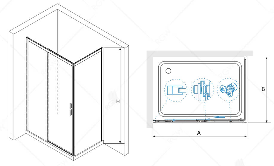 Душевой уголок RGW LE-41-1B (LE-12B + Z-060-2B) 160x90 черный, прозрачное 341241169-014
