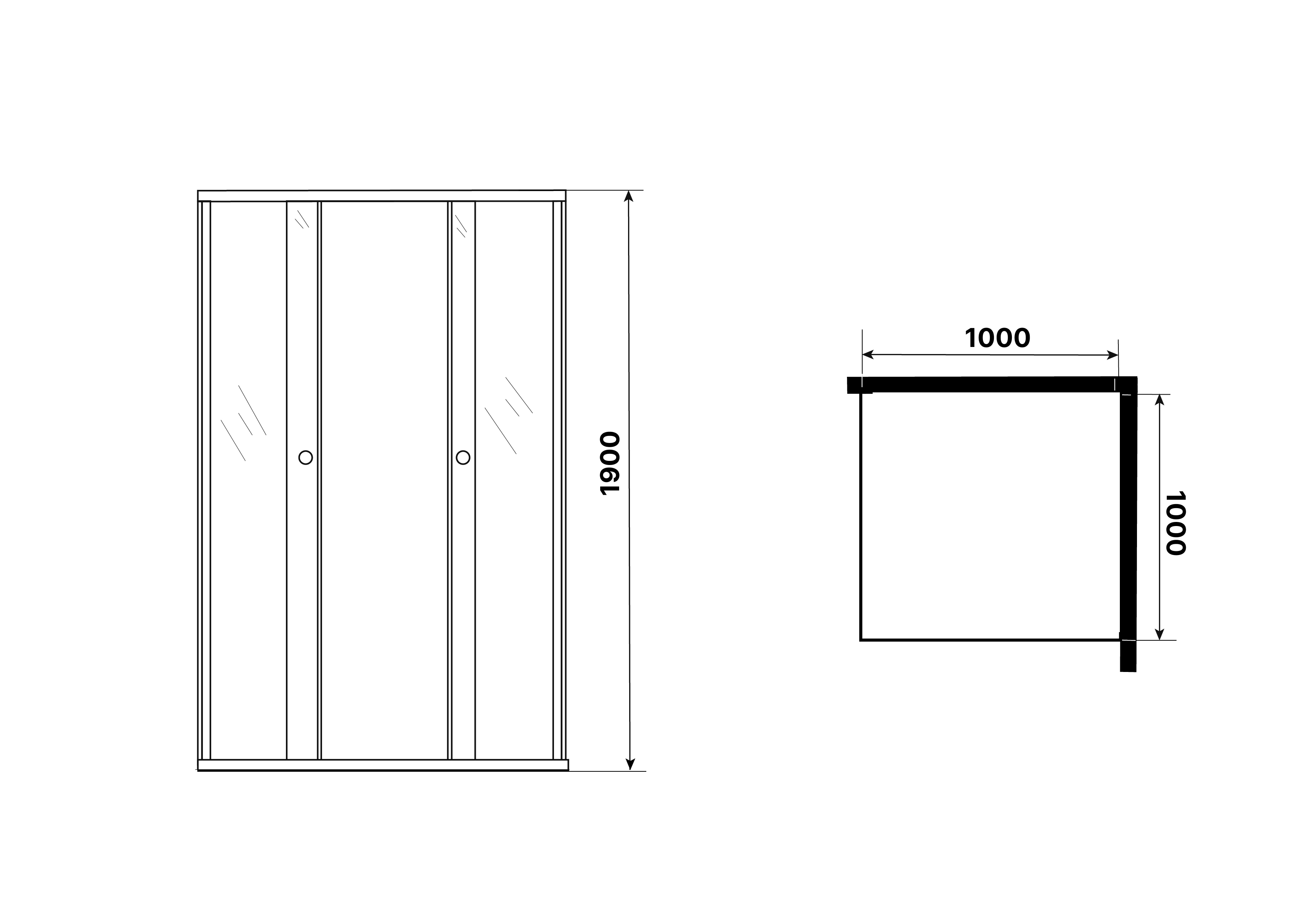 Душевой уголок Niagara Eco NG-1010-14QKL 100x100 стекло с рисунком клетка, черный