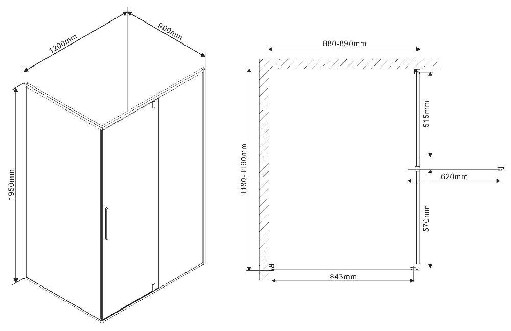 Душевой уголок Vincea Slim VPR-2SL1 120x90 черный, прозрачный, R