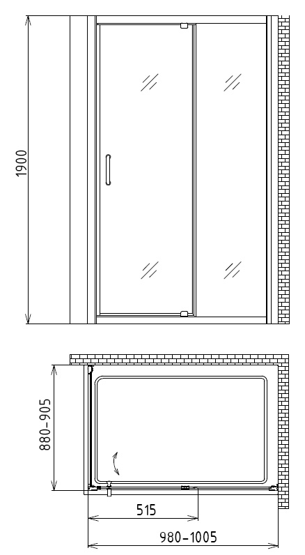 Душевой уголок Gemy Sunny Bay S28191AM-A90M 100x90 матовый, хром