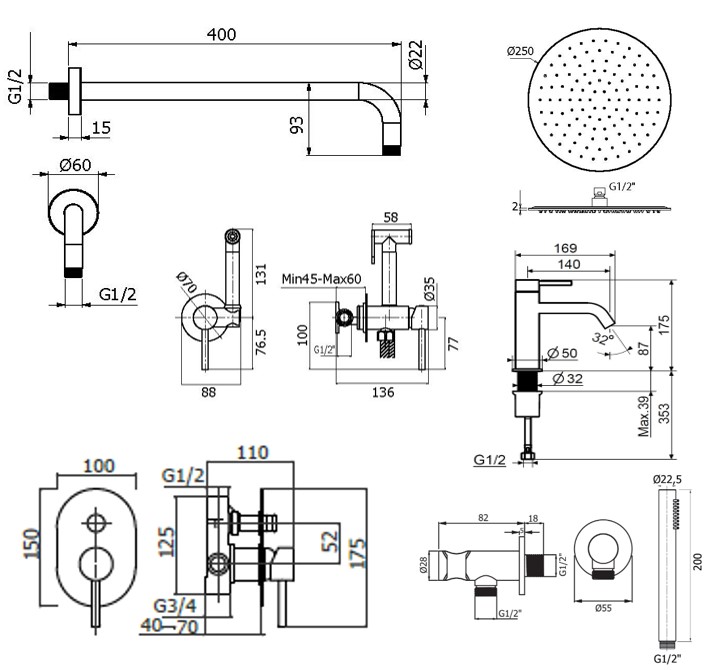 Душевой набор Plumberia IXO KITZXO15CR53 хром